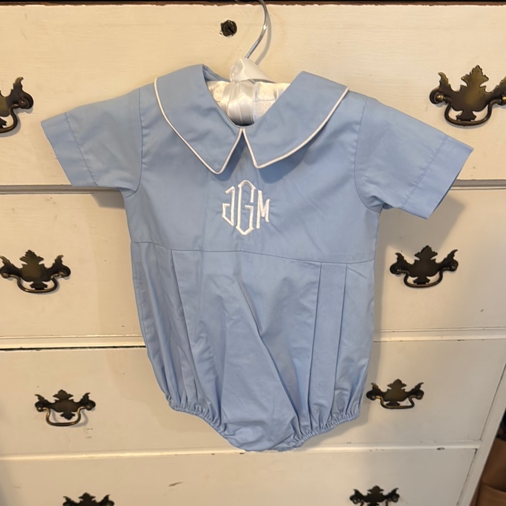 Light Blue Baby Bubble with Monogram